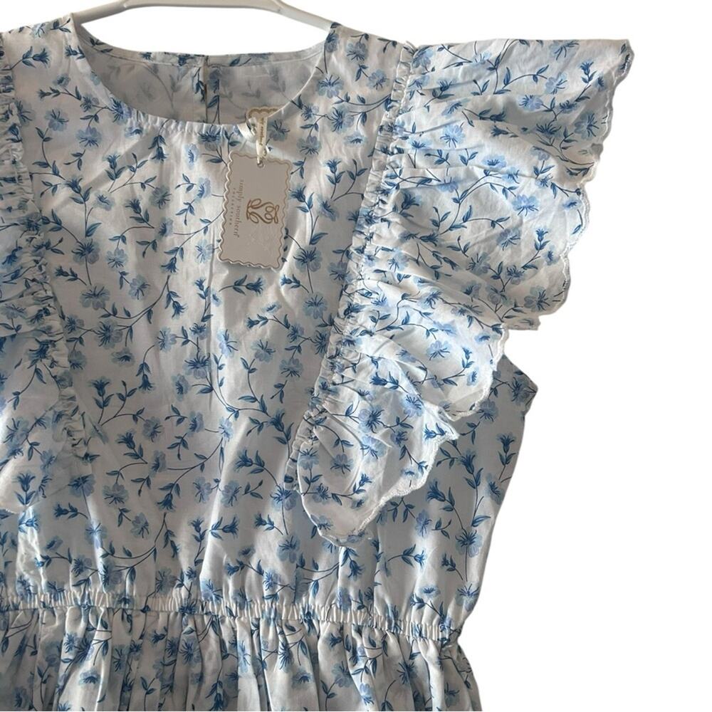 Simply Southern - NWT Blue & White Floral Mini Dress Size Medium - Picture 3 of 12